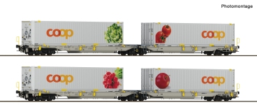 Roco 6600322 - H0 - 2-tlg. Set Gelenk-Taschenwagen T2000 Coop, RailCare, Ep. VI - Set 1